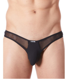 String noir sexy avec fine résille - LM805-57BLK